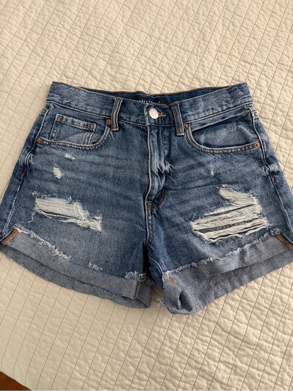 Aeropostale Distressed Blue Jean Shorts